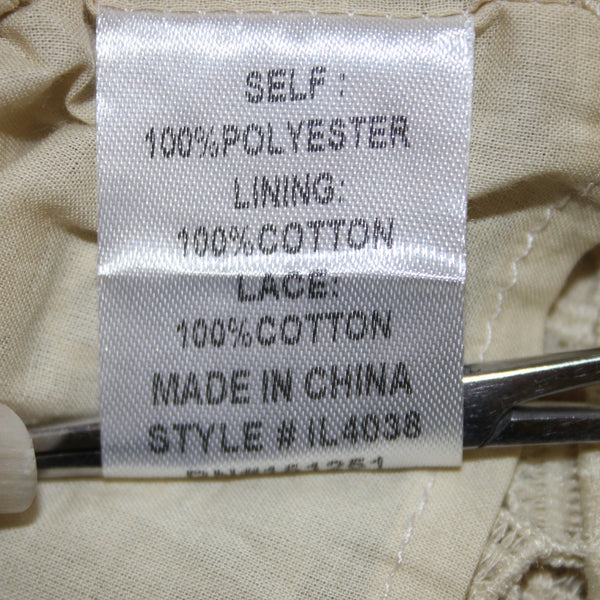In Loom Top NEW Sz L Tan Lined Embroidered 100% Cotton Polyester Top