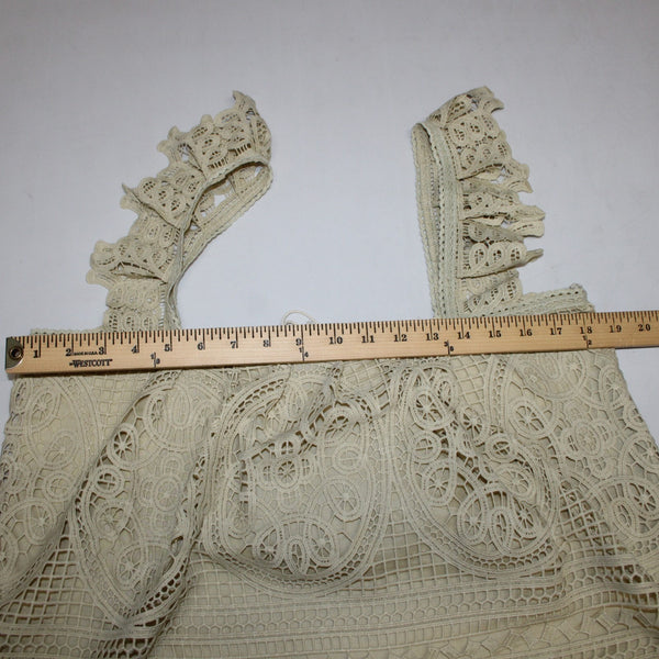 In Loom Top NEW Sz L Tan Lined Embroidered 100% Cotton Polyester Top
