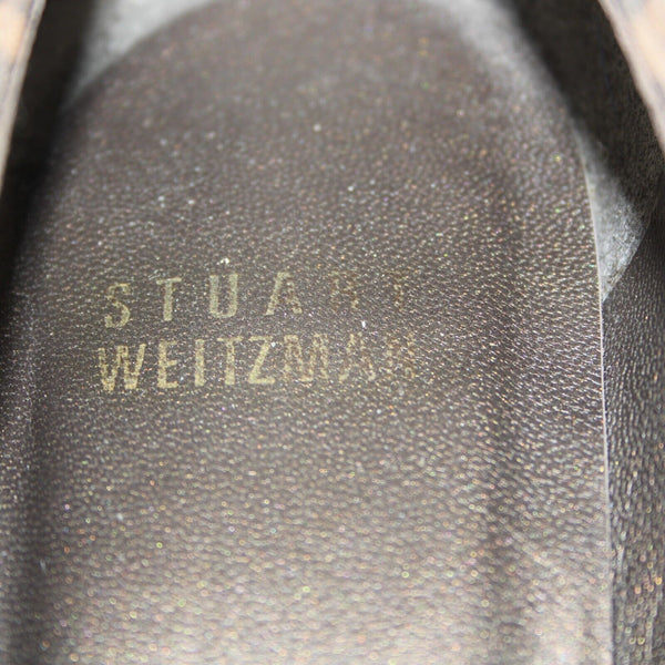 Stuart Weitzman Sz 9 M Brown Animal Print Leather Fabric Upper 4.5" Heels