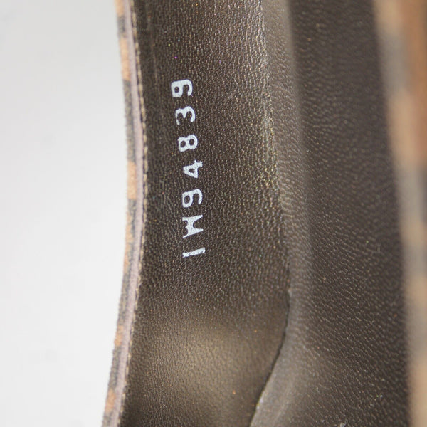 Stuart Weitzman Sz 9 M Brown Animal Print Leather Fabric Upper 4.5" Heels