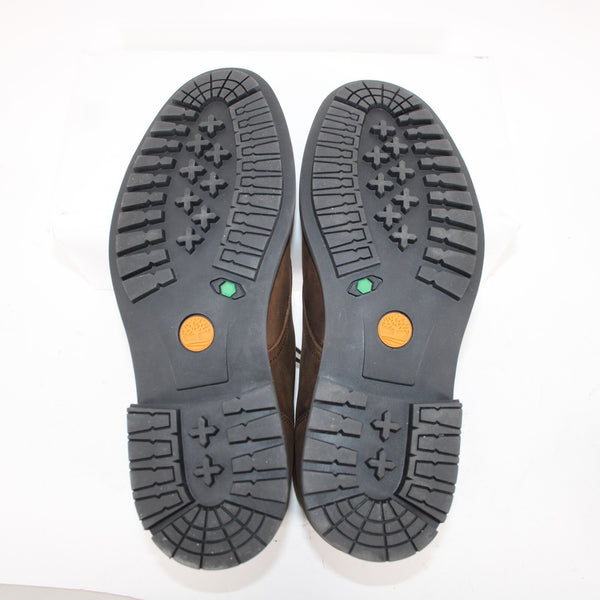 Timberland Sz 9 Dark Brown Weatherproof Lace Up Leather Fabric Lined Ankle Boot