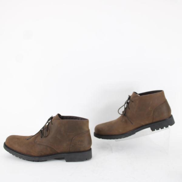Timberland Sz 9 Dark Brown Weatherproof Lace Up Leather Fabric Lined Ankle Boot