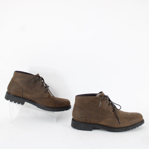 Timberland Sz 9 Dark Brown Weatherproof Lace Up Leather Fabric Lined Ankle Boot