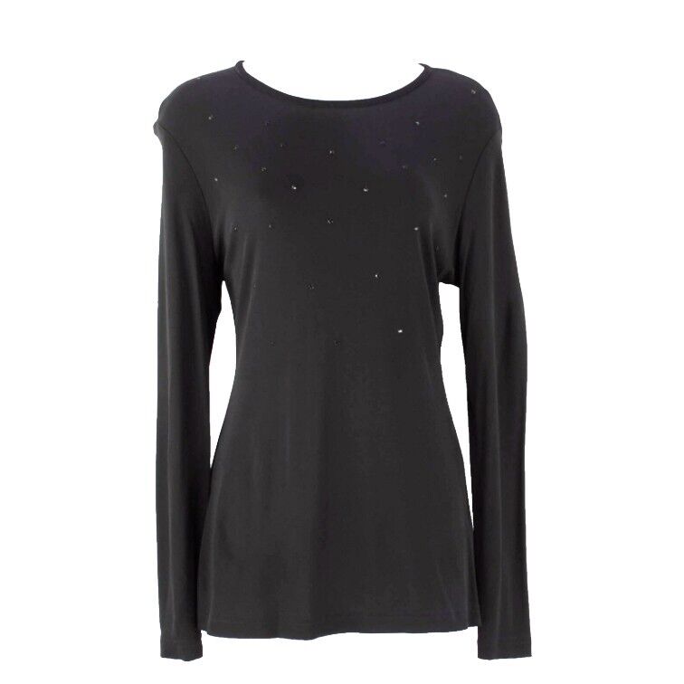 Free Wear Sz S Black With Black Scattered Crystals 100% Rayon Top
