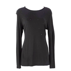 Free Wear Sz S Black With Black Scattered Crystals 100% Rayon Top