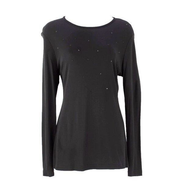 Free Wear Sz S Black With Black Scattered Crystals 100% Rayon Top