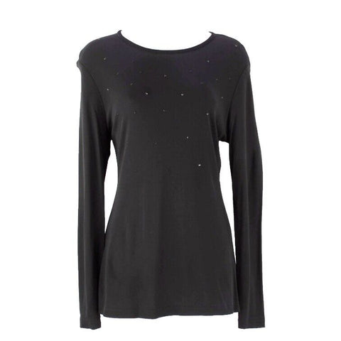 Free Wear Sz S Black With Black Scattered Crystals 100% Rayon Top