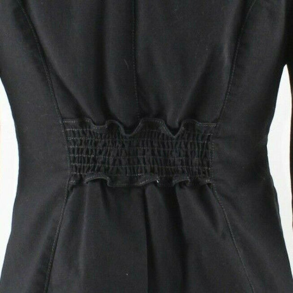 Studio M Sz 4 Black 1 Button Smocked Back Waist Cotton Nylon Blend Jacket