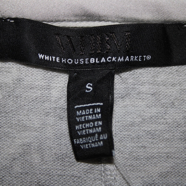 White House Black Market NEW $89 Sz S Gray White Feather Dolman Tunic Rayon Top