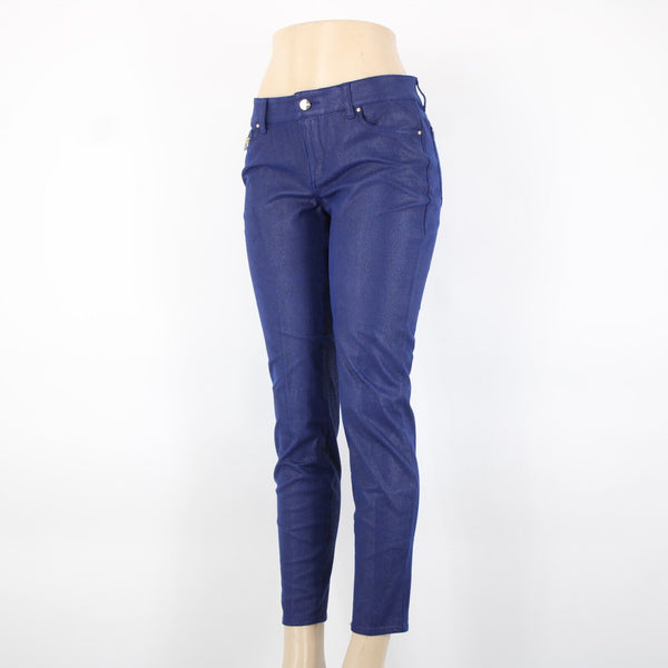 Cache Sz 8 x 29 Blue Gold Hardware Textured Pockets Polyester Spandex Pant