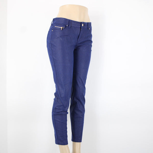 Cache Sz 8 x 29 Blue Gold Hardware Textured Pockets Polyester Spandex Pant