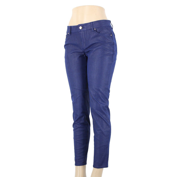 Cache Sz 8 x 29 Blue Gold Hardware Textured Pockets Polyester Spandex Pant