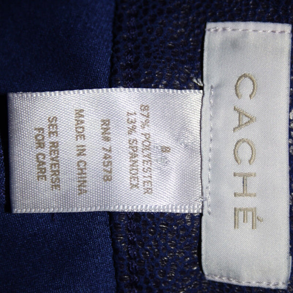 Cache Sz 8 x 29 Blue Gold Hardware Textured Pockets Polyester Spandex Pant