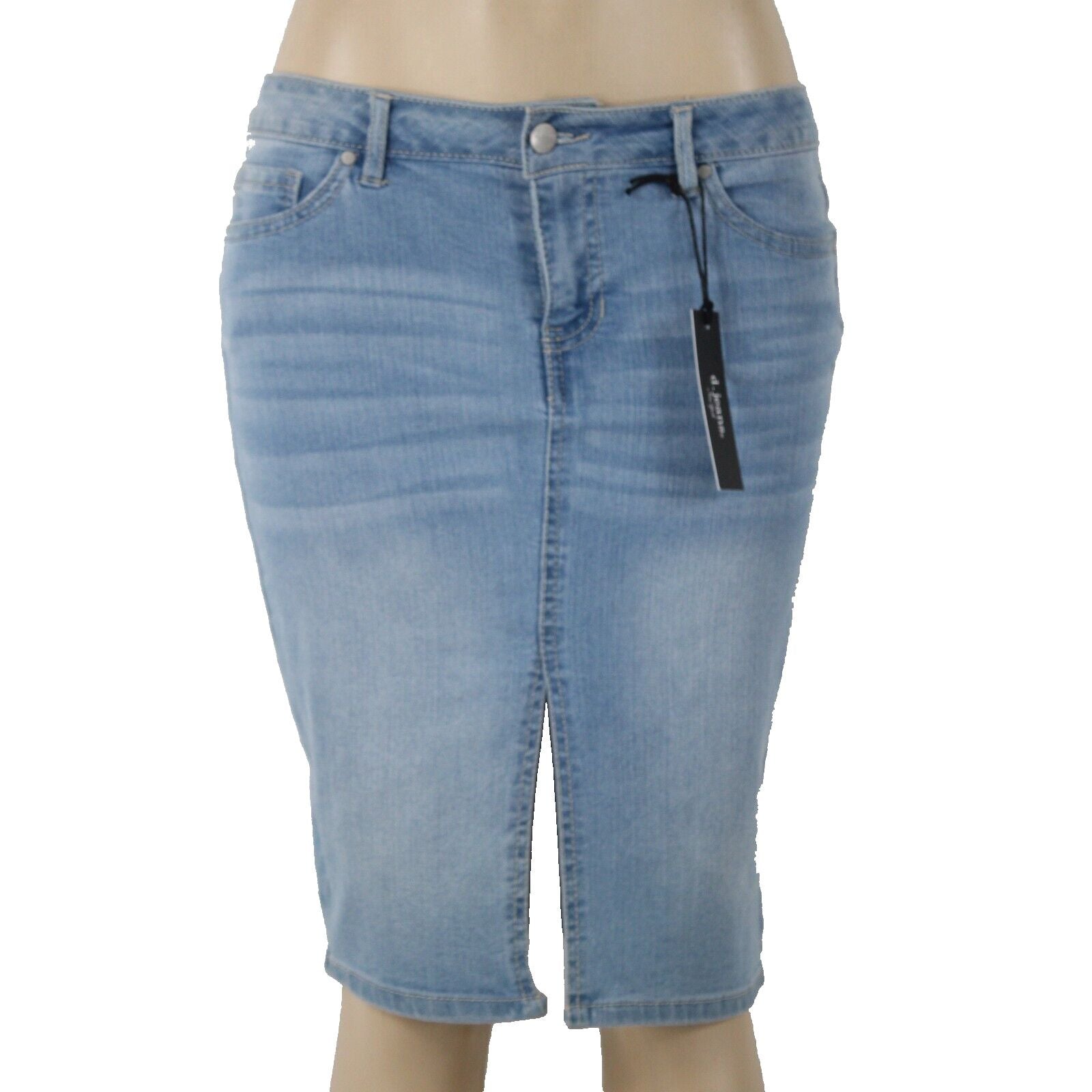 D Jeans NEW Sz 6 Light London Denim Button Knee Length Cotton Poly Skirt
