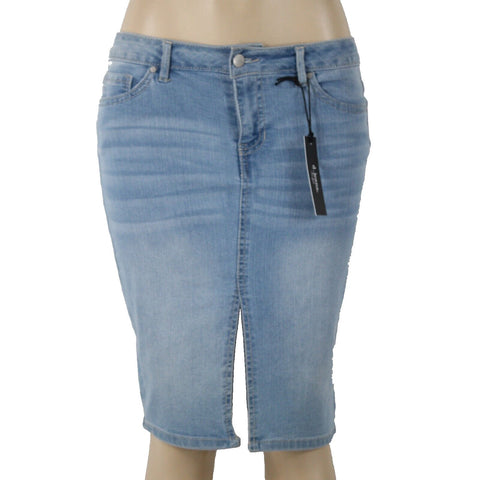 D Jeans NEW Sz 6 Light London Denim Button Knee Length Cotton Poly Skirt