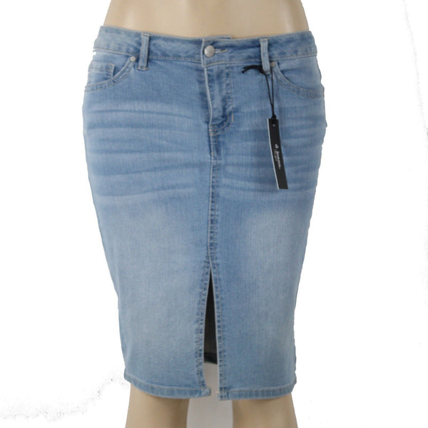 D Jeans NEW Sz 6 Light London Denim Button Knee Length Cotton Poly Skirt