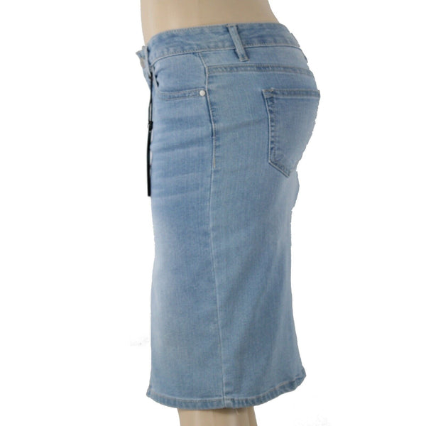 D Jeans NEW Sz 6 Light London Denim Button Knee Length Cotton Poly Skirt
