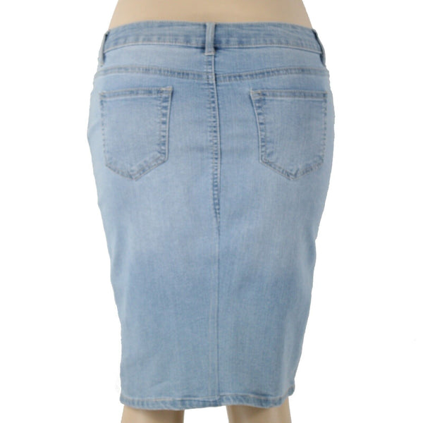 D Jeans NEW Sz 6 Light London Denim Button Knee Length Cotton Poly Skirt