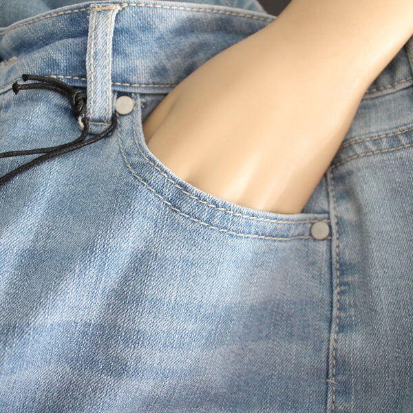 D Jeans NEW Sz 6 Light London Denim Button Knee Length Cotton Poly Skirt