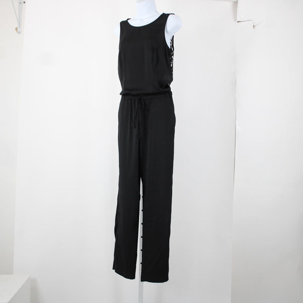 Bcbg Maxazria NEW Liam Sz XS Black Open Lace Back Pocket 100% Polyester Jumpsuit