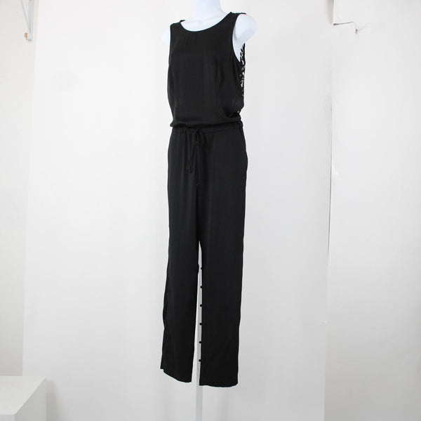 Bcbg Maxazria NEW Liam Sz XS Black Open Lace Back Pocket 100% Polyester Jumpsuit
