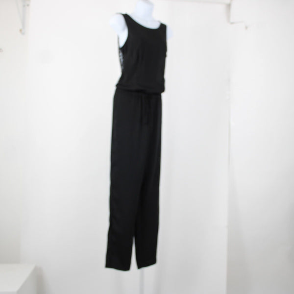 Bcbg Maxazria NEW Liam Sz XS Black Open Lace Back Pocket 100% Polyester Jumpsuit