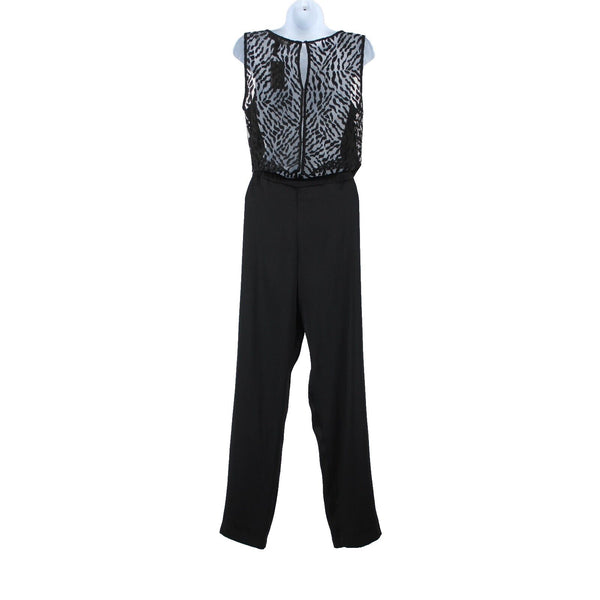 Bcbg Maxazria NEW Liam Sz XS Black Open Lace Back Pocket 100% Polyester Jumpsuit