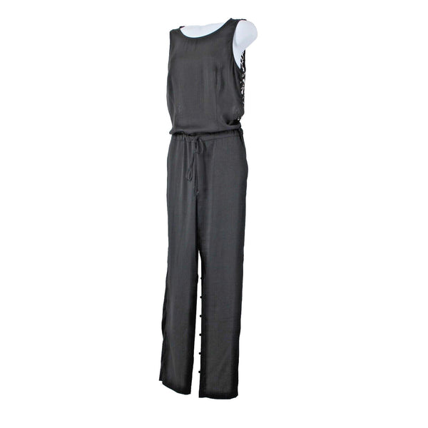 Bcbg Maxazria NEW Liam Sz XS Black Open Lace Back Pocket 100% Polyester Jumpsuit