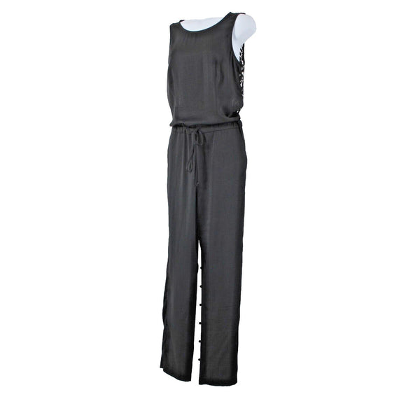 Bcbg Maxazria NEW Liam Sz XS Black Open Lace Back Pocket 100% Polyester Jumpsuit
