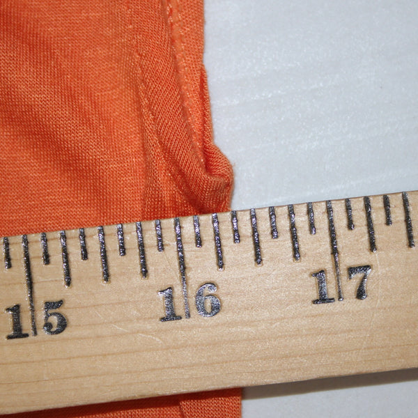 French Connection Top Sz XS Orange V Neck Ruffled Ruched Shoulder 100% Rayon Top