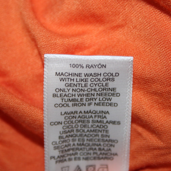 French Connection Top Sz XS Orange V Neck Ruffled Ruched Shoulder 100% Rayon Top