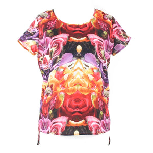 Trouve Sz XS Red Black Multi Hi Lo Sheer Back Insert 100% Poly Top