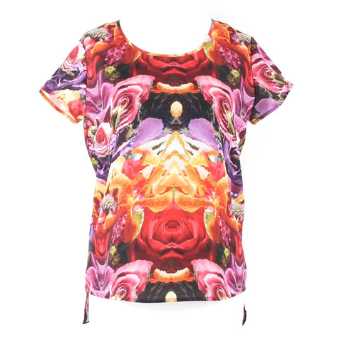 Trouve Sz XS Red Black Multi Hi Lo Sheer Back Insert 100% Poly Top
