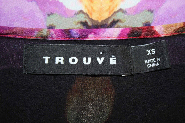 Trouve Sz XS Red Black Multi Hi Lo Sheer Back Insert 100% Poly Top