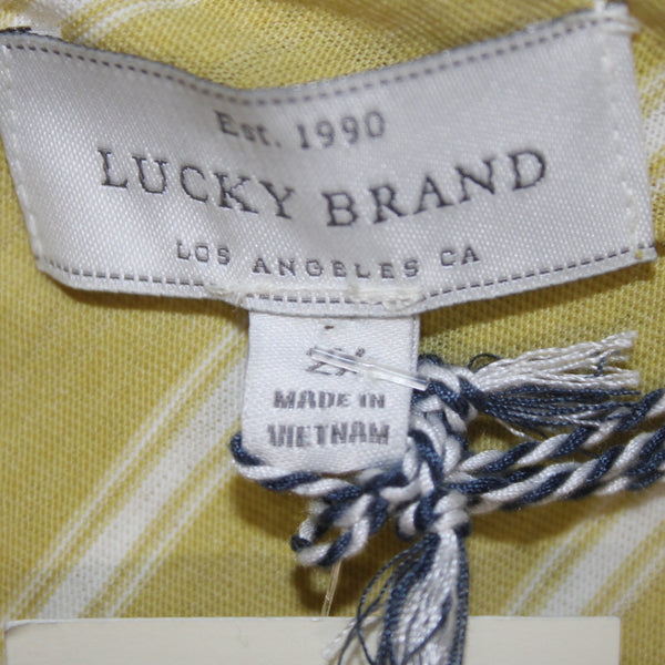 Lucky Brand NEW $50 Sz 2X Yellow White Ruffle Sleeves Striped Cotton Poly Top