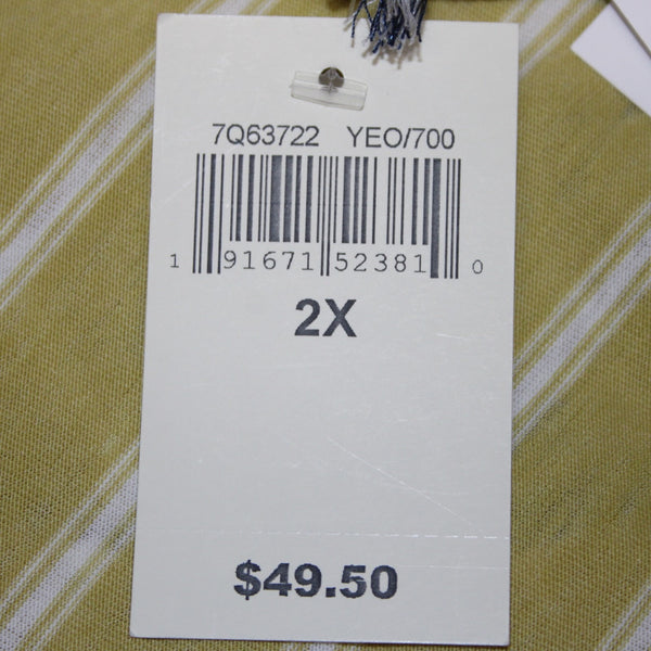 Lucky Brand NEW $50 Sz 2X Yellow White Ruffle Sleeves Striped Cotton Poly Top