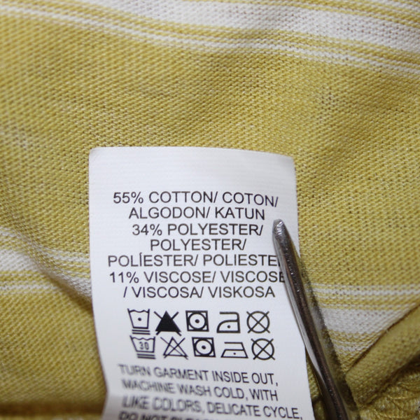 Lucky Brand NEW $50 Sz 2X Yellow White Ruffle Sleeves Striped Cotton Poly Top