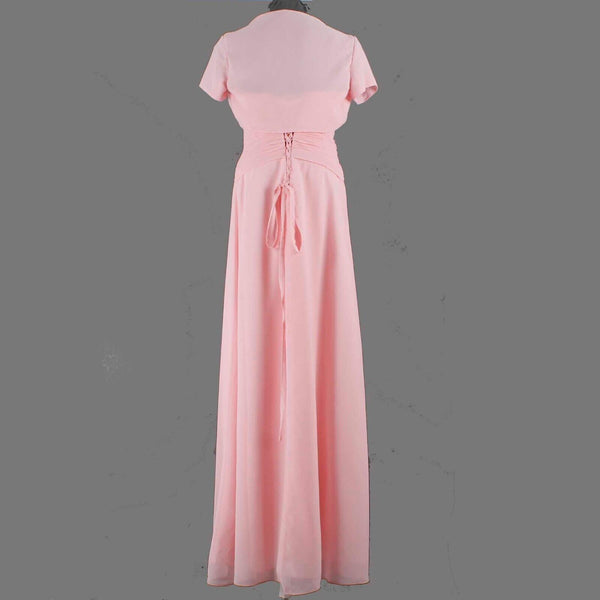 Modern Maids NEW $188 Sz 10 Pink M1953 FL Rhinestones Ruffle Bolero Maxi Dress