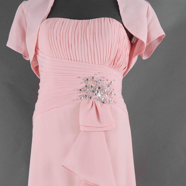 Modern Maids NEW $188 Sz 10 Pink M1953 FL Rhinestones Ruffle Bolero Maxi Dress