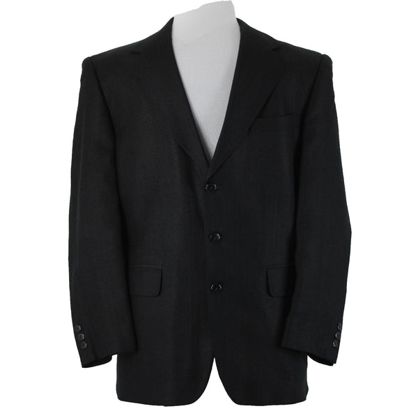 Hardy Ames Savile Row Sz 41R Black Collared Buttons Pockets 100% Silk Blazer