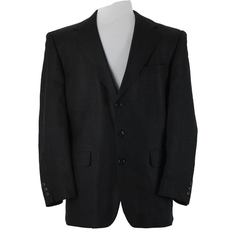 Hardy Ames Savile Row Sz 41R Black Collared Buttons Pockets 100% Silk Blazer