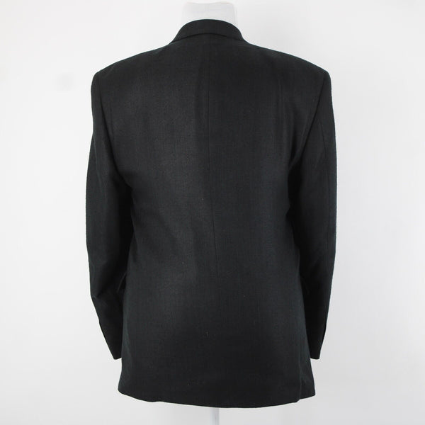 Hardy Ames Savile Row Sz 41R Black Collared Buttons Pockets 100% Silk Blazer