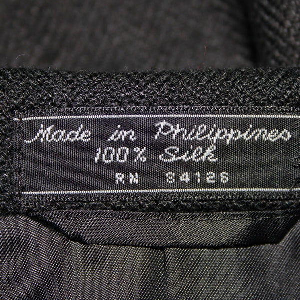 Hardy Ames Savile Row Sz 41R Black Collared Buttons Pockets 100% Silk Blazer