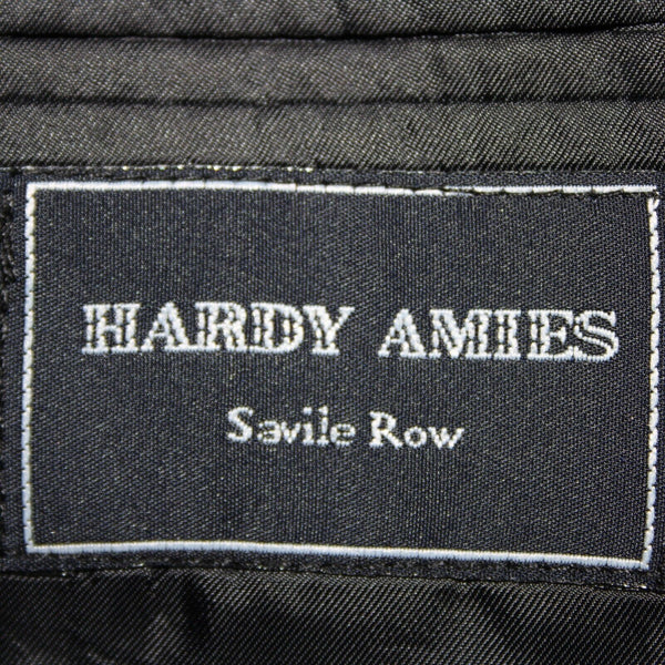 Hardy Ames Savile Row Sz 41R Black Collared Buttons Pockets 100% Silk Blazer
