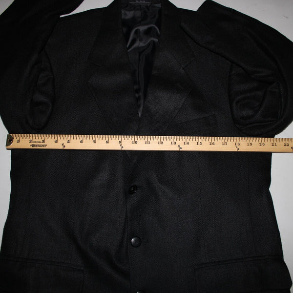 Hardy Ames Savile Row Sz 41R Black Collared Buttons Pockets 100% Silk Blazer