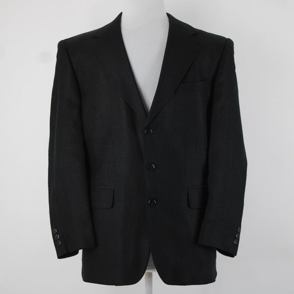 Hardy Ames Savile Row Sz 41R Black Collared Buttons Pockets 100% Silk Blazer