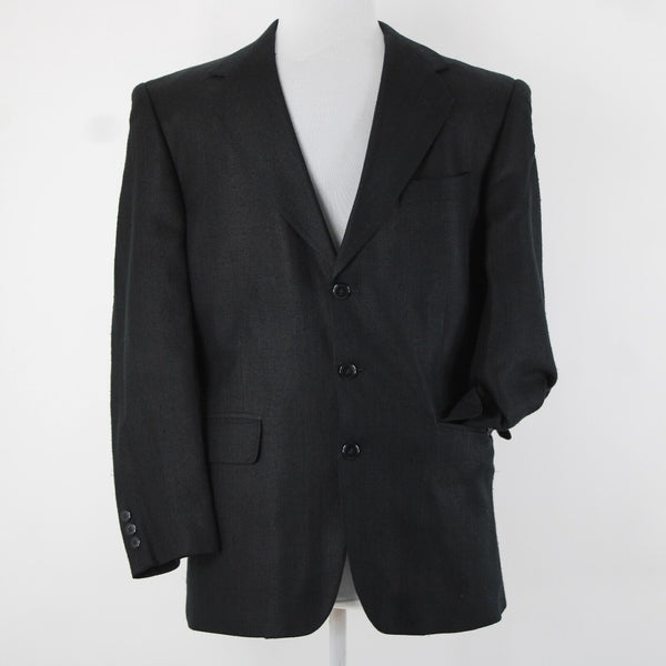 Hardy Ames Savile Row Sz 41R Black Collared Buttons Pockets 100% Silk Blazer