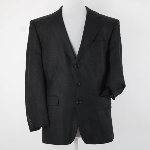 Hardy Ames Savile Row Sz 41R Black Collared Buttons Pockets 100% Silk Blazer