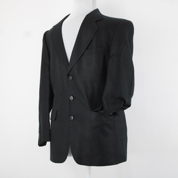 Hardy Ames Savile Row Sz 41R Black Collared Buttons Pockets 100% Silk Blazer