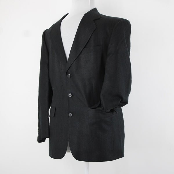 Hardy Ames Savile Row Sz 41R Black Collared Buttons Pockets 100% Silk Blazer